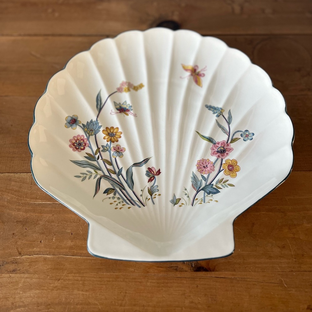 Vintage Floral Clam Shell Platter Jardin Andrea by Sadek Japan